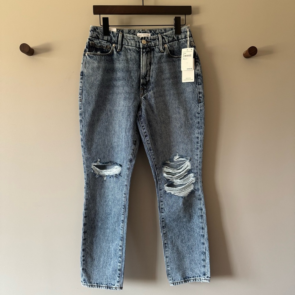 GOOD AMERICAN GOOD CLASSIC JEANS INDIGO SIZE 4 - Picture 2 of 10